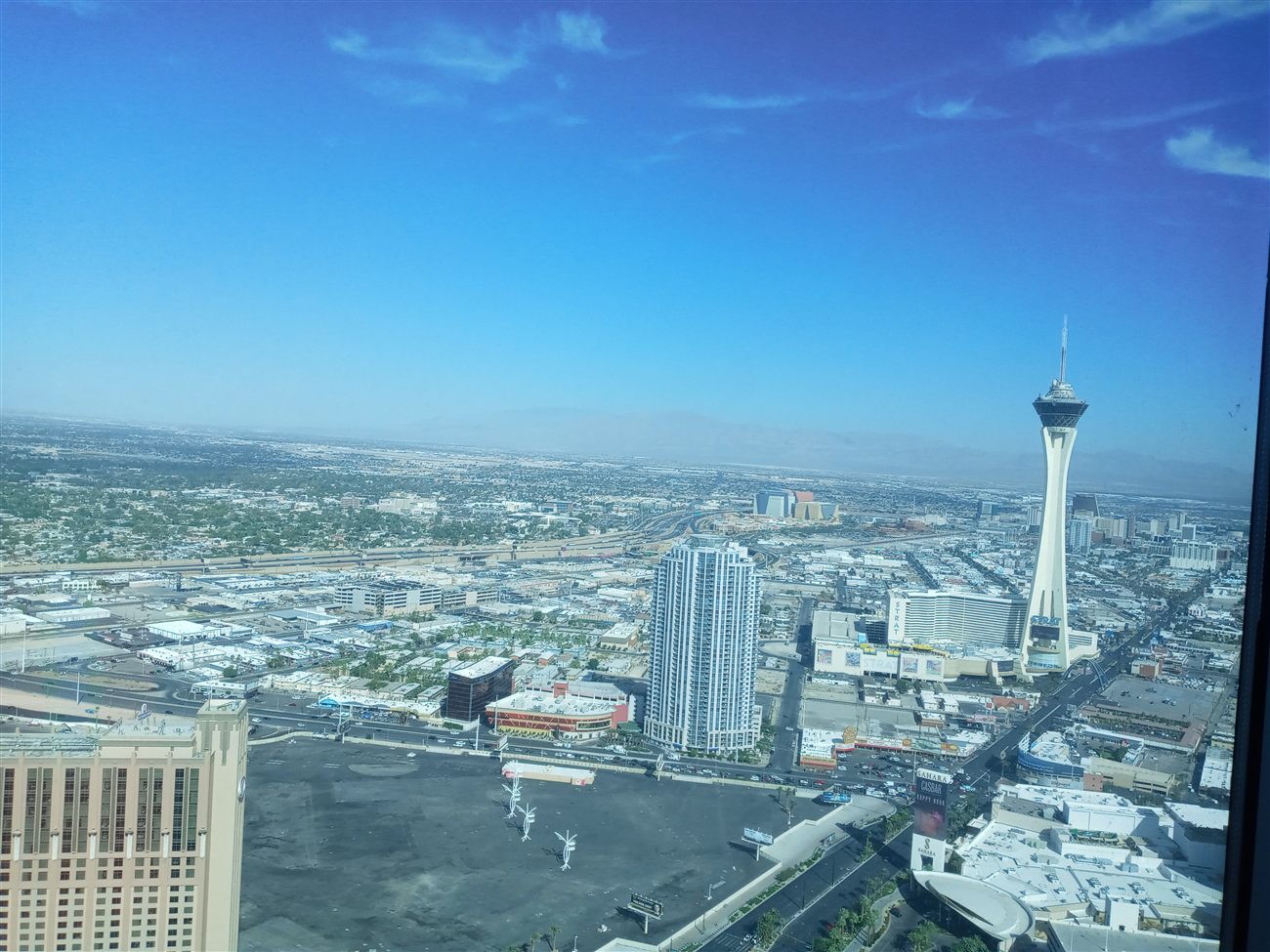 The Stratosphere tower rising above the Strip